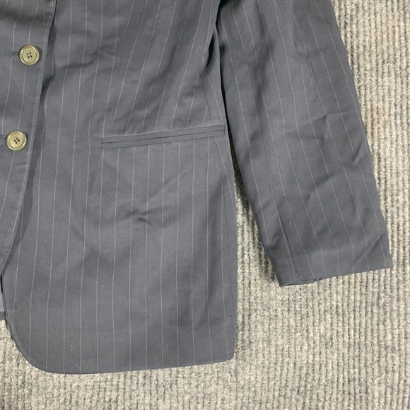 Giorgio Armani Blazer Womens 42 Blue Pin Striped Sports Coat Luxury Italy Wool - Picture 8 of 12